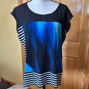 - Calvin‎ Klein Multicolored Graphic Cap Sleeve Blouse